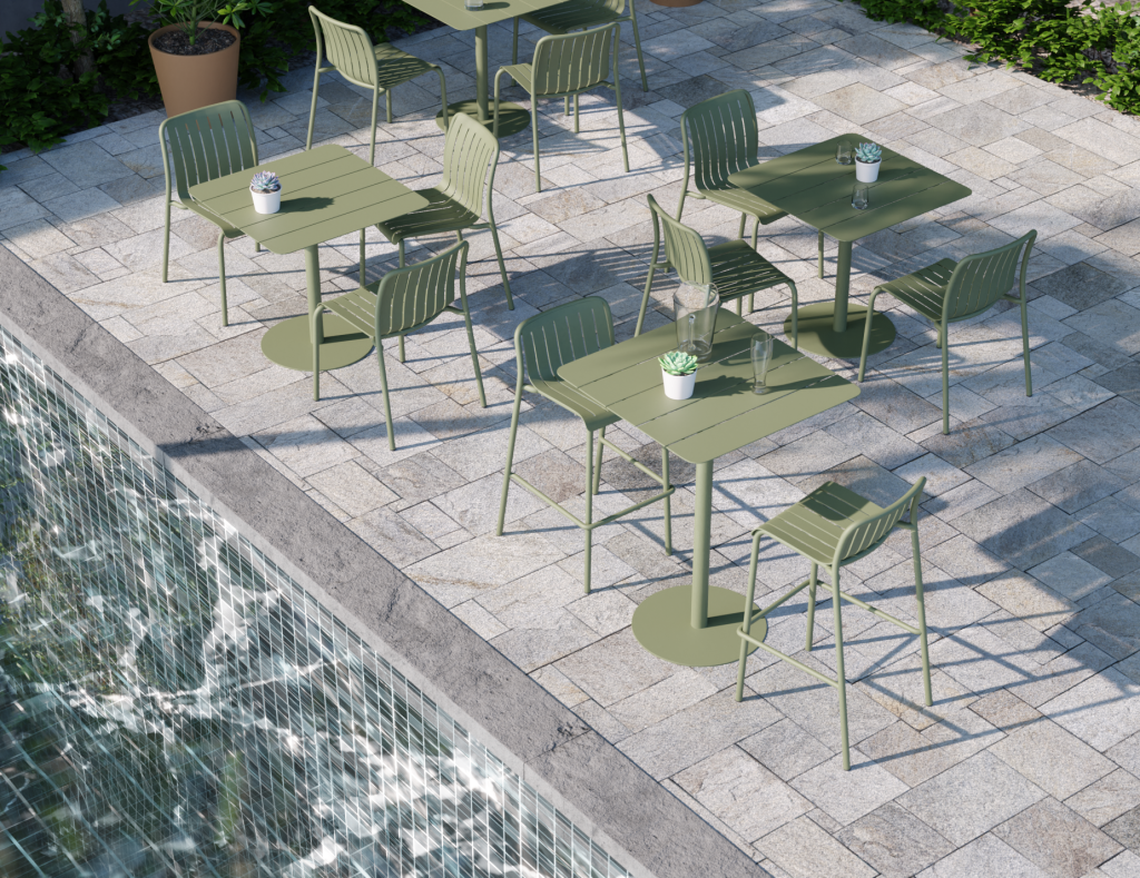 Roku Outdoor Bar Stool in Matt Eucalyptus Green