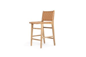 Pasadena Leather Counter Stool – Natural – Woven