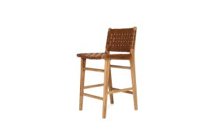 Pasadena Leather Counter Stool – Tan- Woven