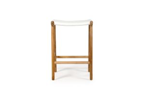 Pasadena Leather Saddle Stool – White – Flat