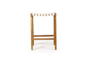 Pasadena Leather Saddle Stool – White – Woven