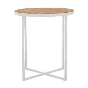 Cali Cross Bar Table - Natural Teak - White