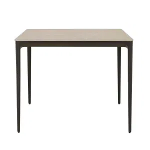 Portsea Classic Square Dining Table - Grey Stone - Charcoal Aluminium