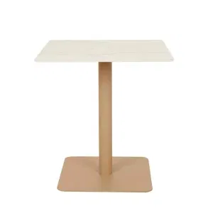Portsea Loft Dining Table - White Stone - Natural Aluminium