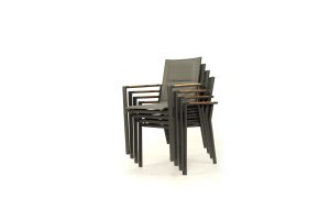 Roberto Stackable Outdoor Dining Chair – Asteroid Black (Charcoal) – Set of 4