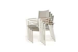 Roberto Stackable Outdoor Dining Chair – Pearl White – Set of 4