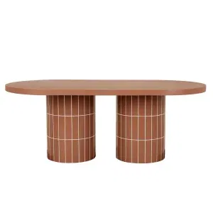 Seville Tile Oval Dining Table - Burnt Sienna Tile - Burnt Sienna