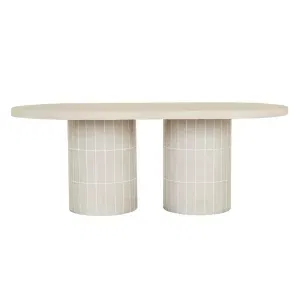 Seville Tile Oval Dining Table - Pearl White - Matt Pearl White